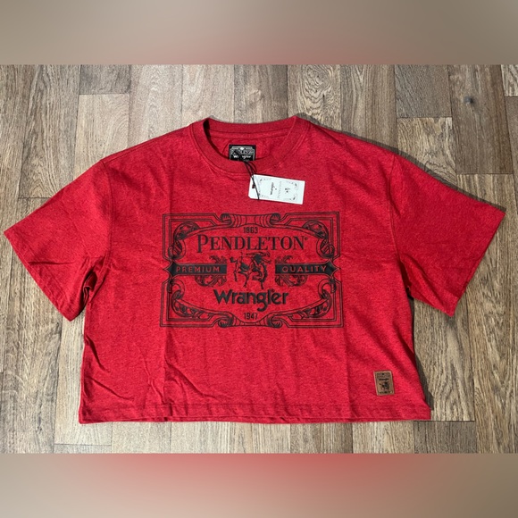 Women’s XS OVERSIZED Pendleton wrangler collab short sleeve graphic crop tee nwt - Picture 1 of 11